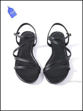 Women Faux Leather Strappy Gladiator Flat Sandals Ankle Strap Open Toe